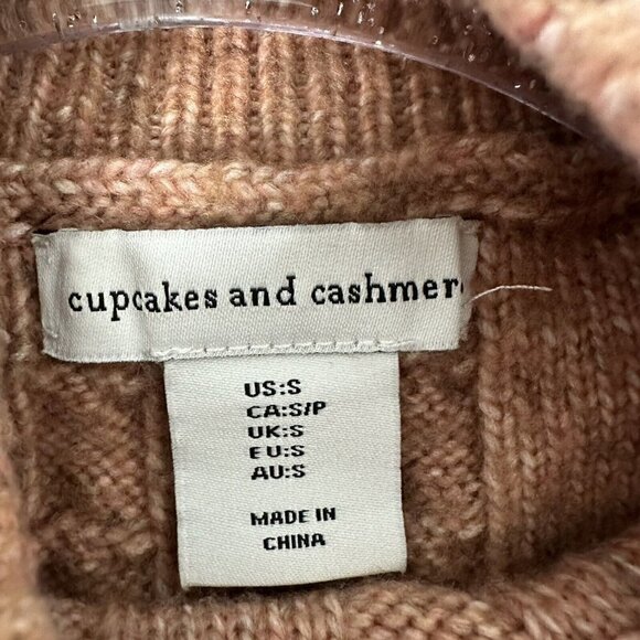 Cupcakes and Cashmere Cable Knit Sweater Vest Size S Mock Neck Brown - Picture 4 of 8